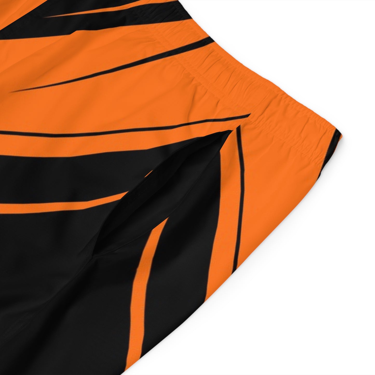 Orange & Black Geometric Board Shorts — Men's Surf Swim Trunks