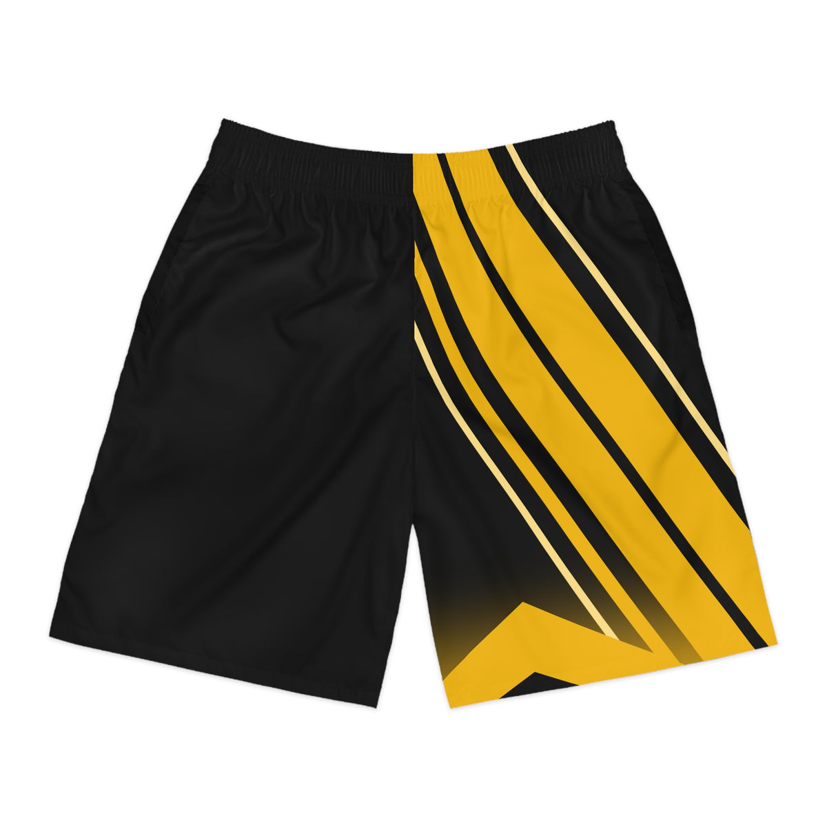 Men's Black & Gold Running Jogger Shorts with Pockets — Athletic Performance