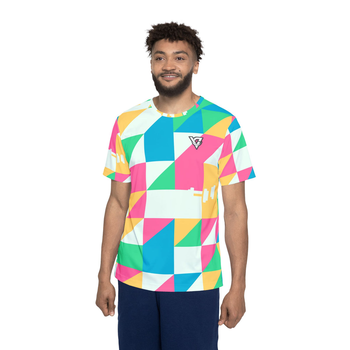 Training & Gym Mint Sorbet Prism Block Men's Sports Jersey