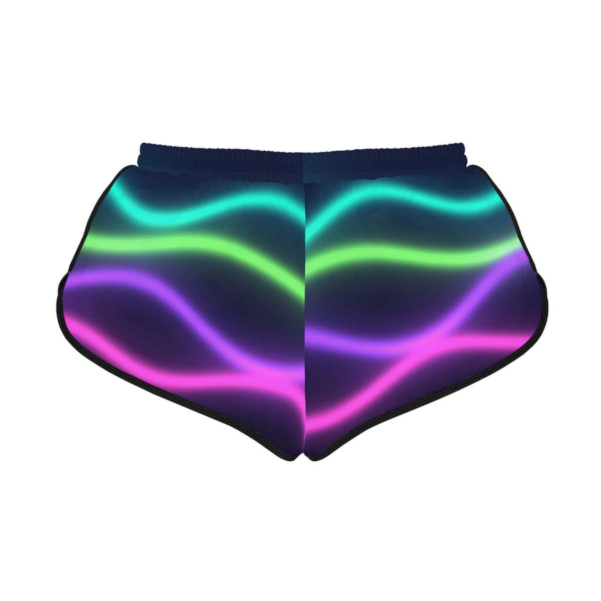 Women's Aurora Wave Relaxed Shorts – Colorful All-Over Print Running & Workout Shorts