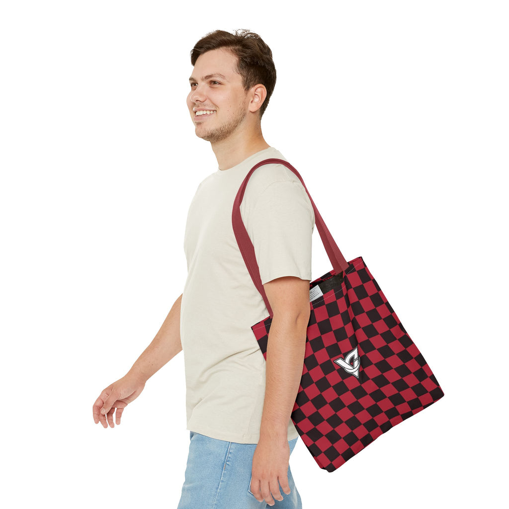 Spiced Wine Warp Check Tote Bag — All-Over Print Gym & Everyday Tote