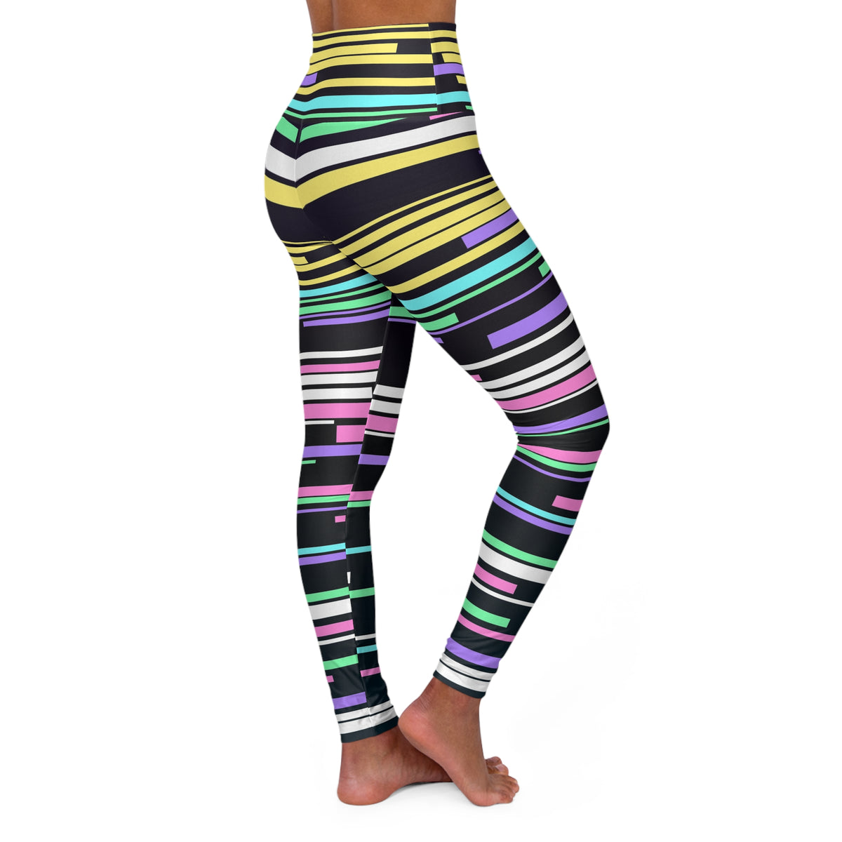 Pastel Glitch High-Waisted Yoga Leggings