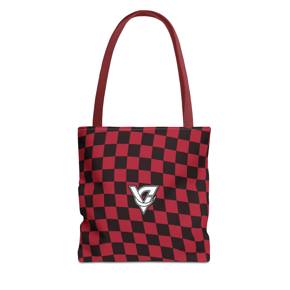 Spiced Wine Warp Check Tote Bag — All-Over Print Gym & Everyday Tote