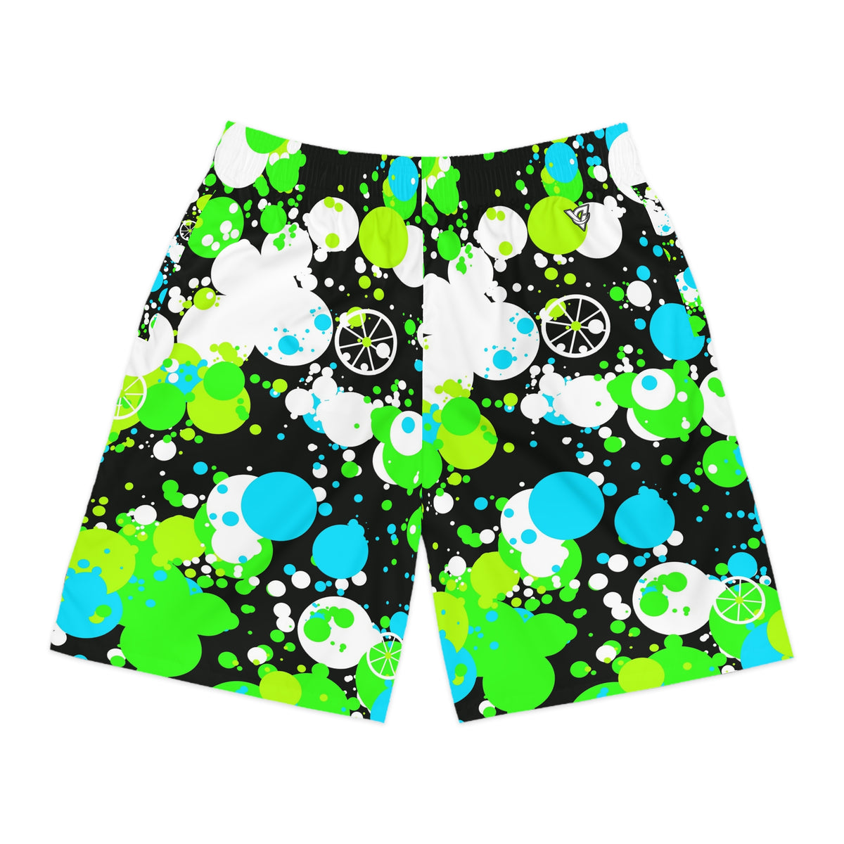 Cycling Lime Riot Splash Zone Men's Athletic Shorts with Pockets