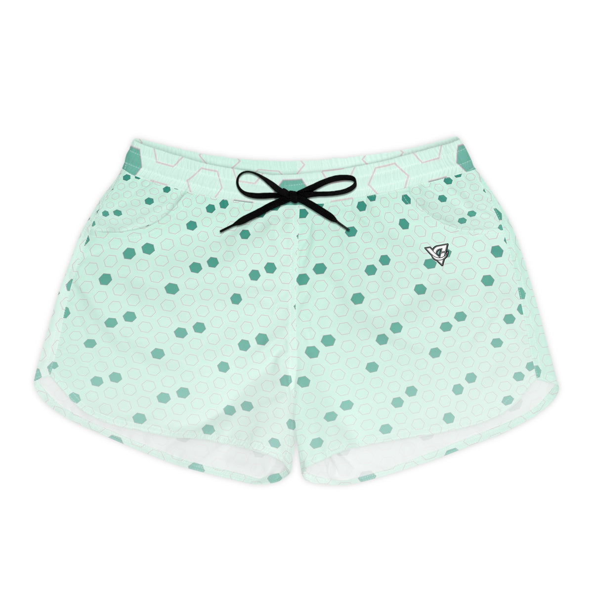 Soccer Mint Glow Hex Pitch Women's Athletic Shorts with Pockets