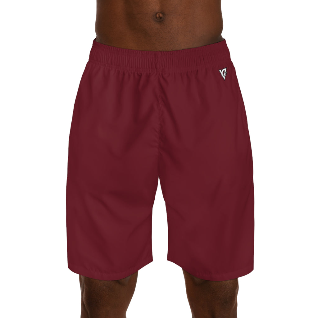 Vantacore Solid Maroon Men's Athletic Shorts with Pockets