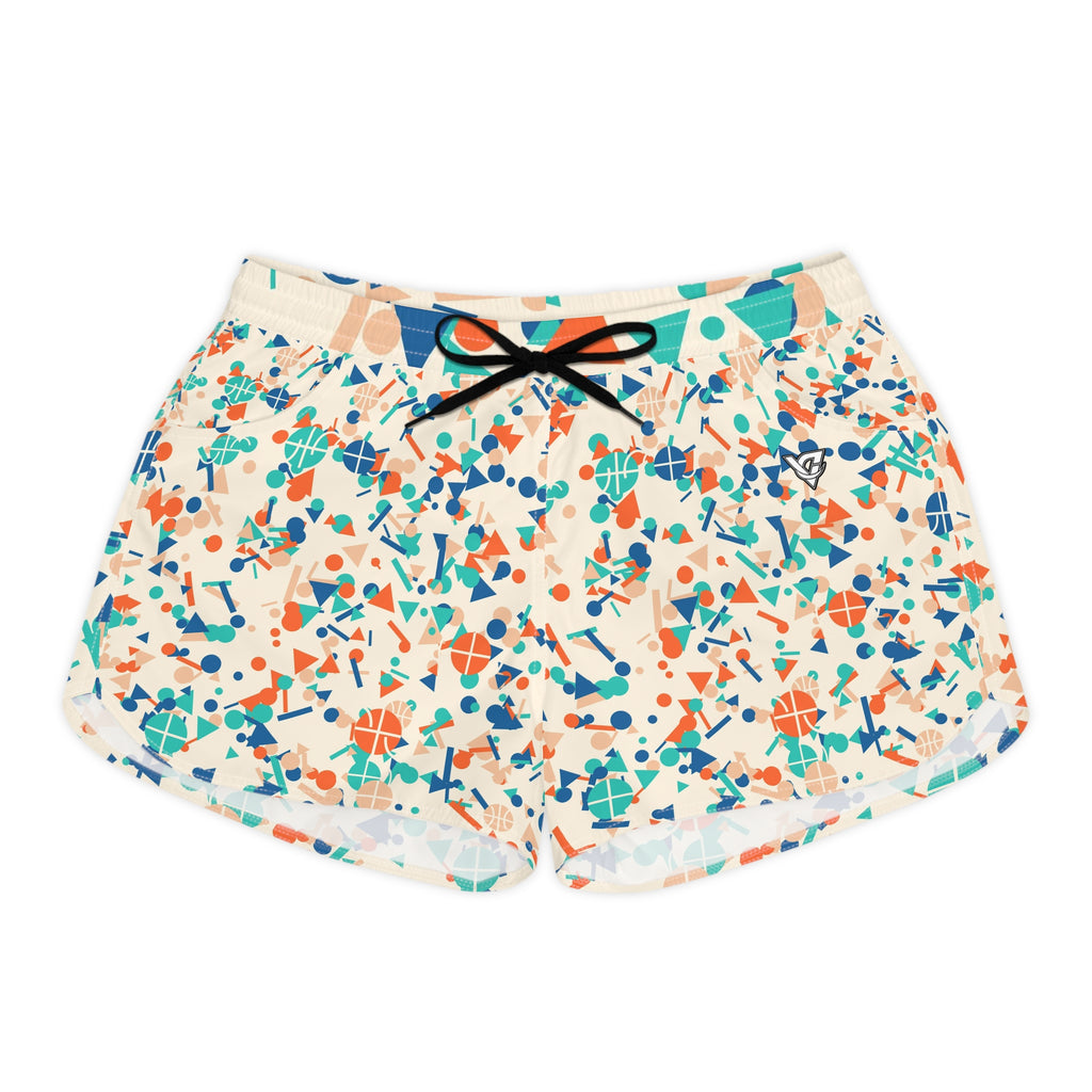 Basketball Papaya Splash Confetti Pop Women's Athletic Shorts with Pockets