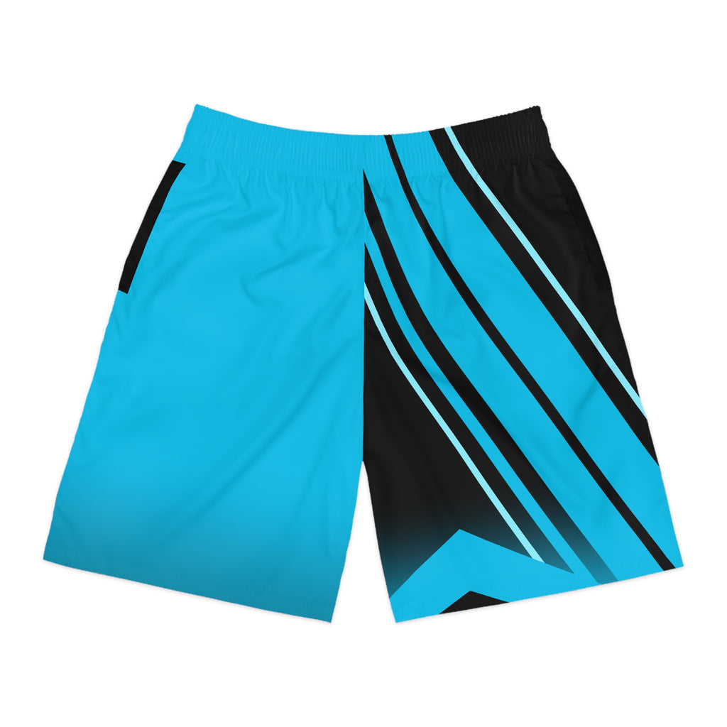 Men's Electric Cyan & Black Running Jogger Shorts with Pockets — Athletic Performance