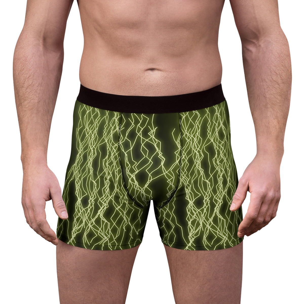 Olive Lightning Men's Boxer Briefs — Performance Underwear