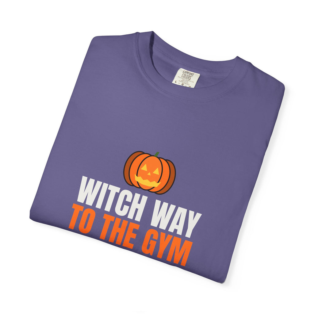 Witch Way To The Gym | Women's Halloween Garment-Dyed Graphic Tee