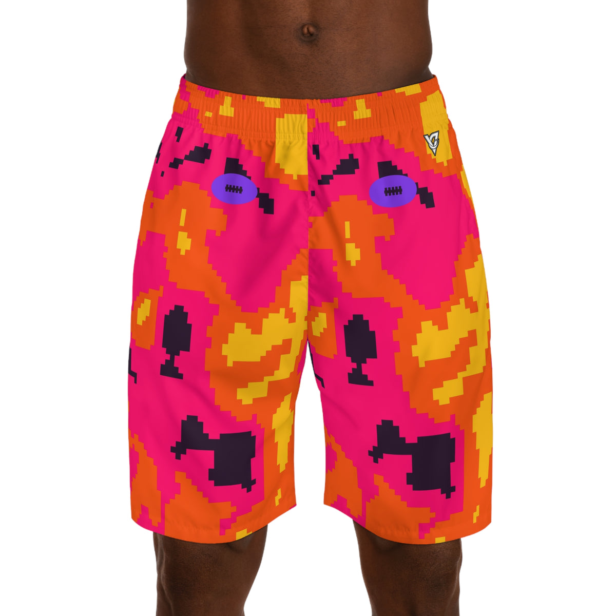 Football Berry Blast Pixel Camo Men's Athletic Shorts with Pockets
