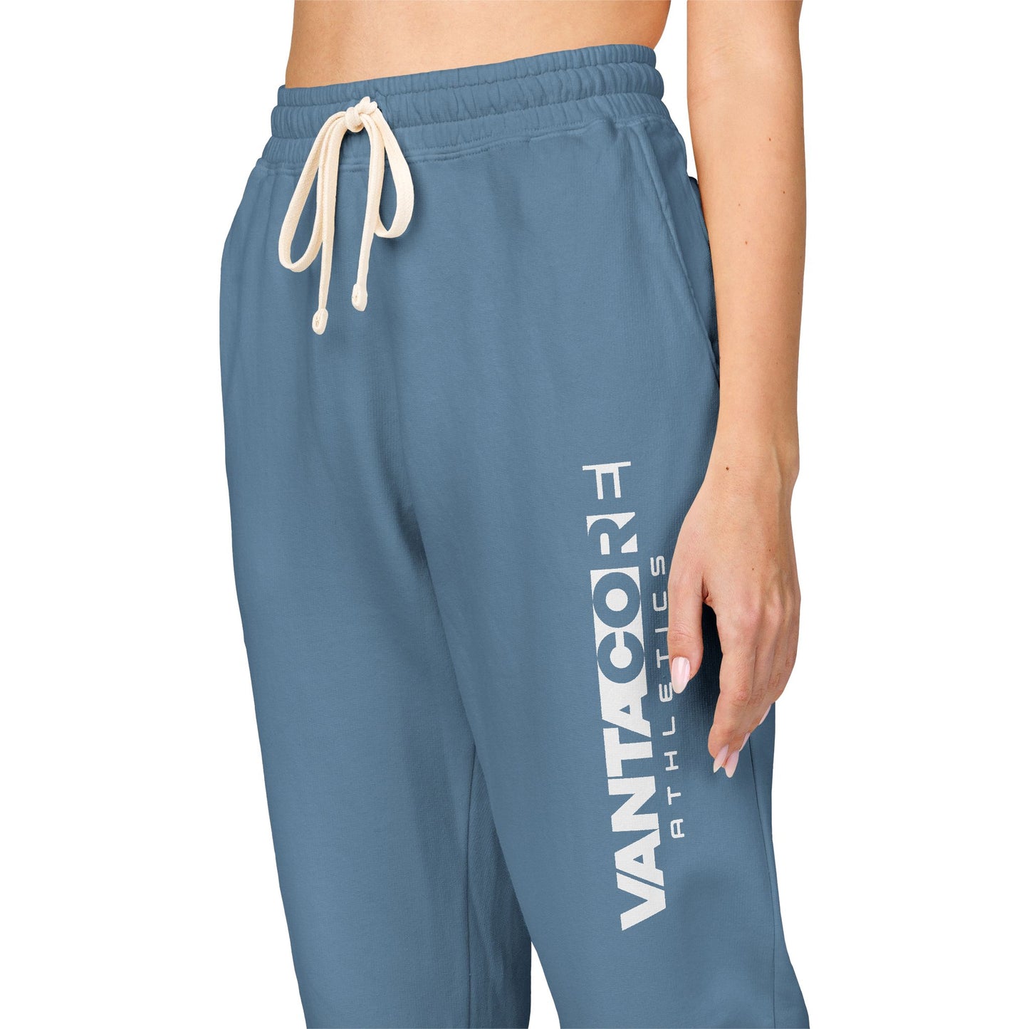 Vertical 'VANTOCOL?' Graphic Sweatpants — Garment-Dyed Fleece Joggers