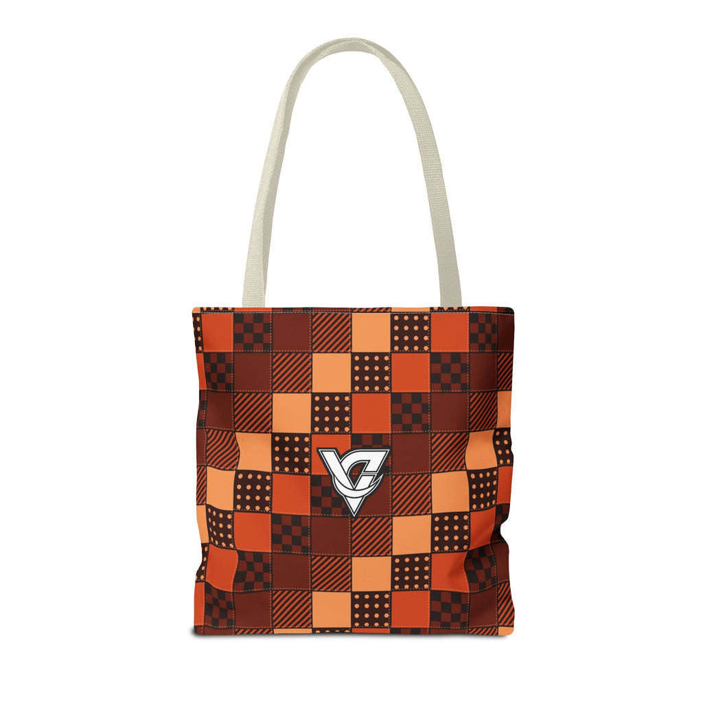Rust Patchwork Tote Bag — All-Over Print Gym & Everyday Tote