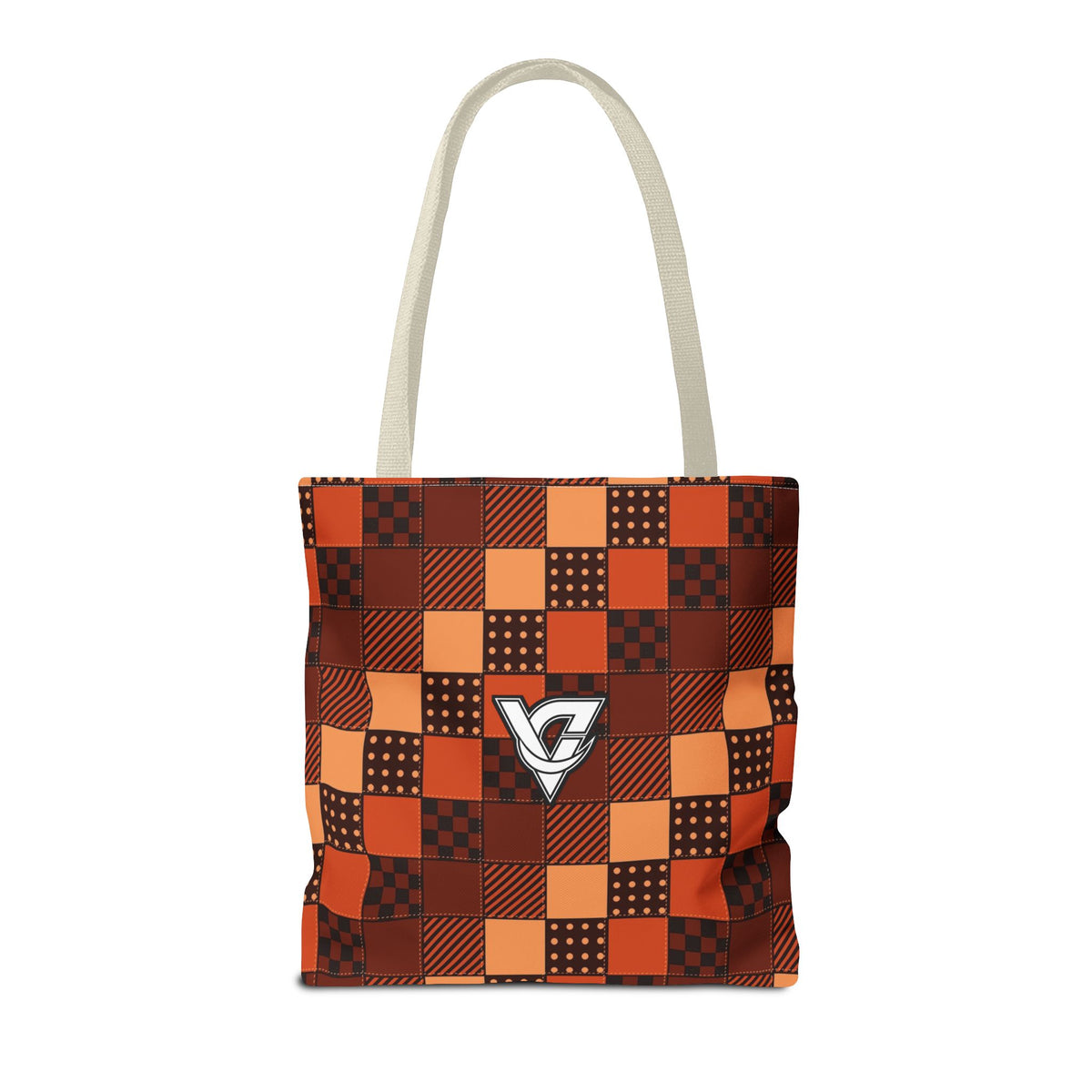 Rust Patchwork Tote Bag — All-Over Print Gym & Everyday Tote