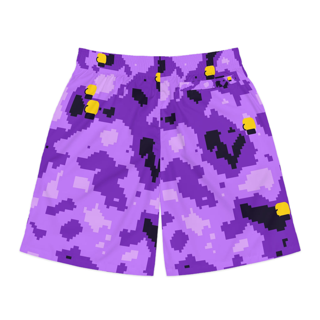 Combat Sports Ultra Grape Pixel Camo Men's Athletic Shorts with Pockets