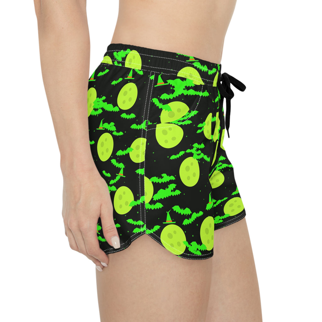 Women's Multipurpose Athletic Shorts with Pockets | Halloween Toxic Slime Haunted Moon