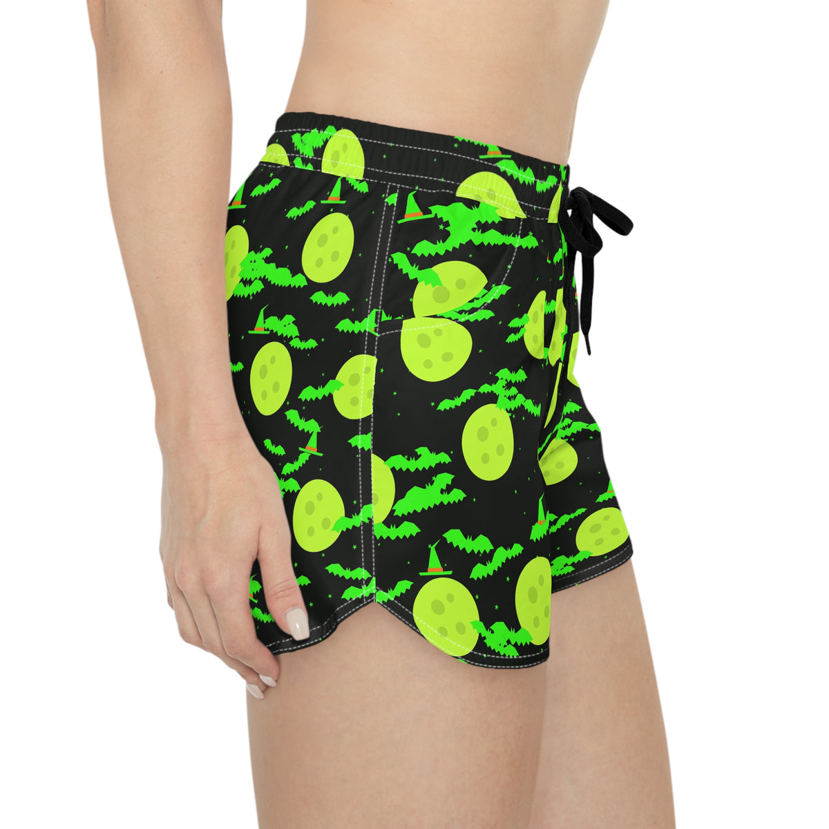 Women's Multipurpose Athletic Shorts with Pockets | Halloween Toxic Slime Haunted Moon