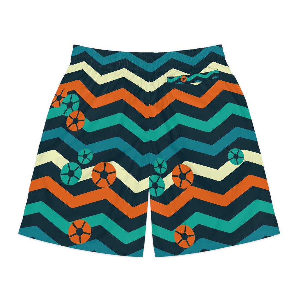 Soccer Peacock Chevron Rush Men's Athletic Shorts with Pockets