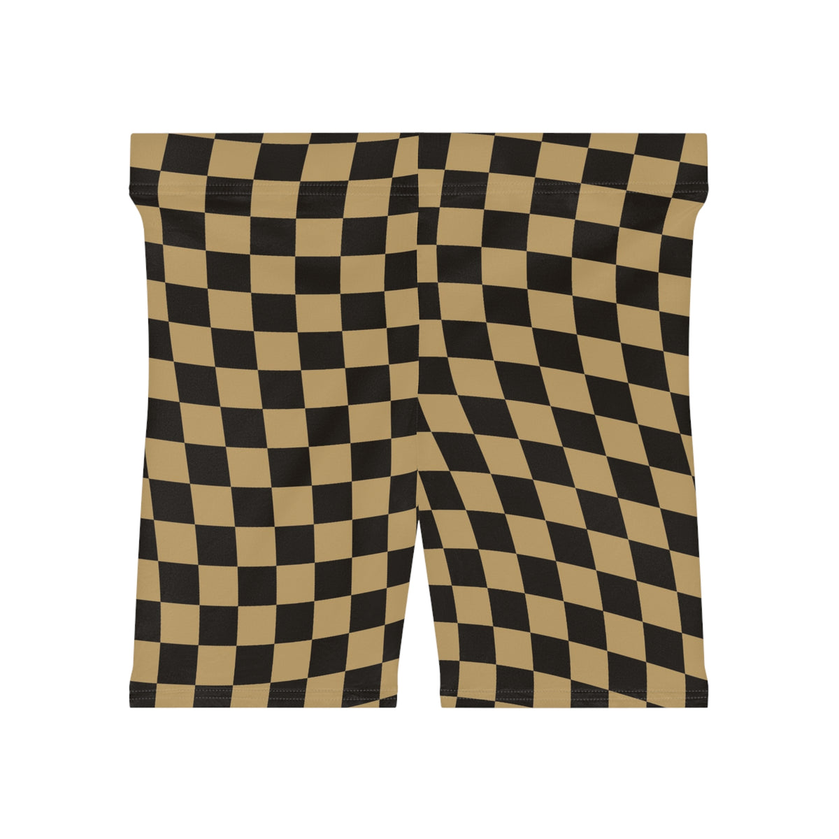 Sandstorm Warp Check Women's Biker Shorts — High-Waist Workout Shorts