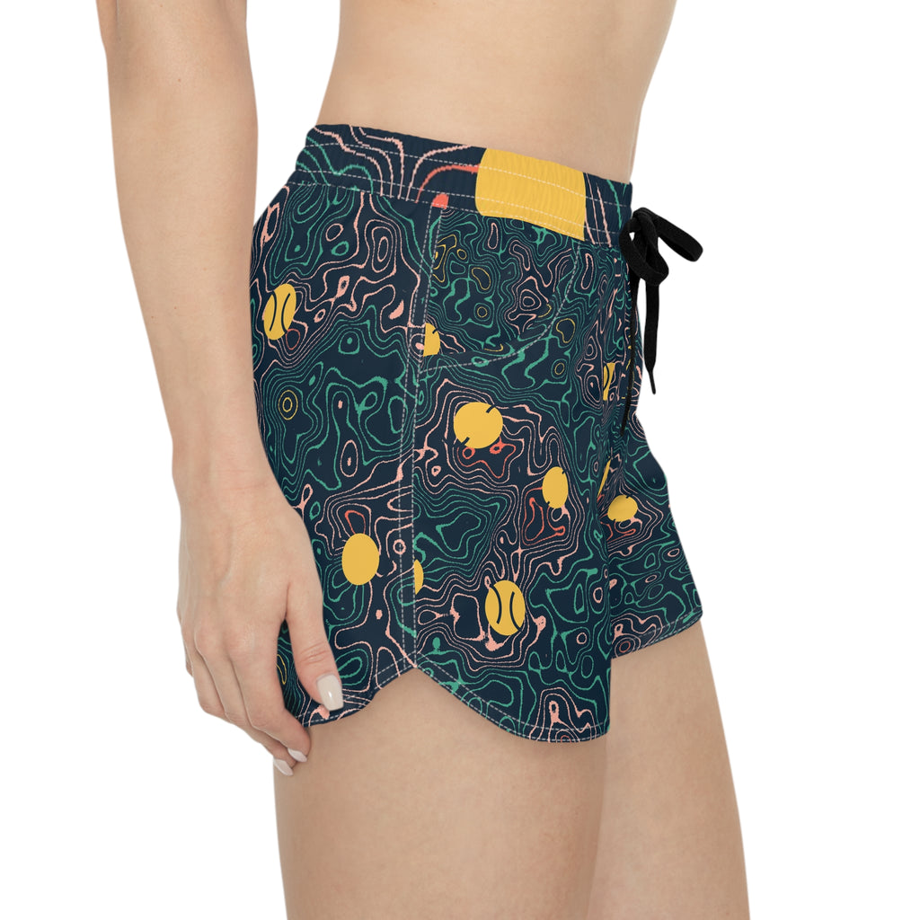 Tennis Coral Reef Topo Trail Women's Athletic Shorts with Pockets