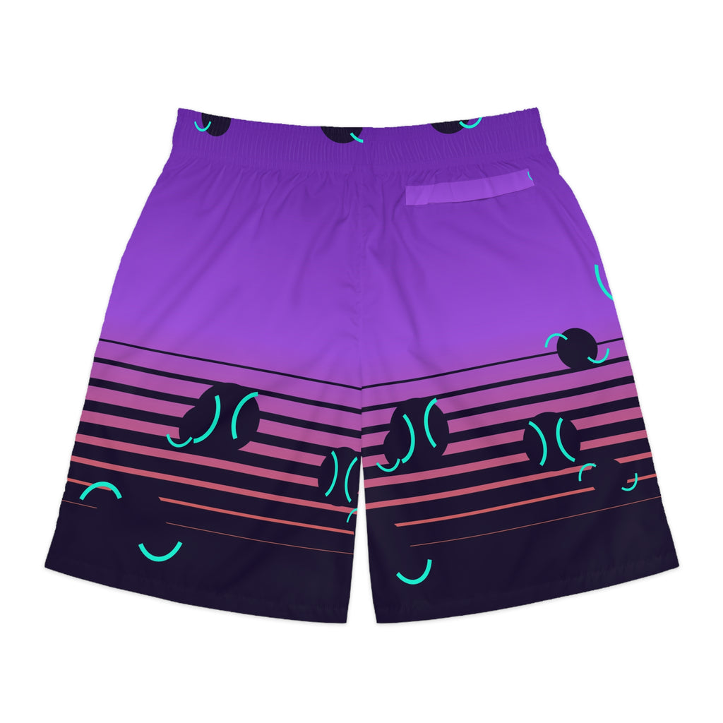 Tennis Galaxy Glow Horizon Fade Men's Athletic Shorts with Pockets