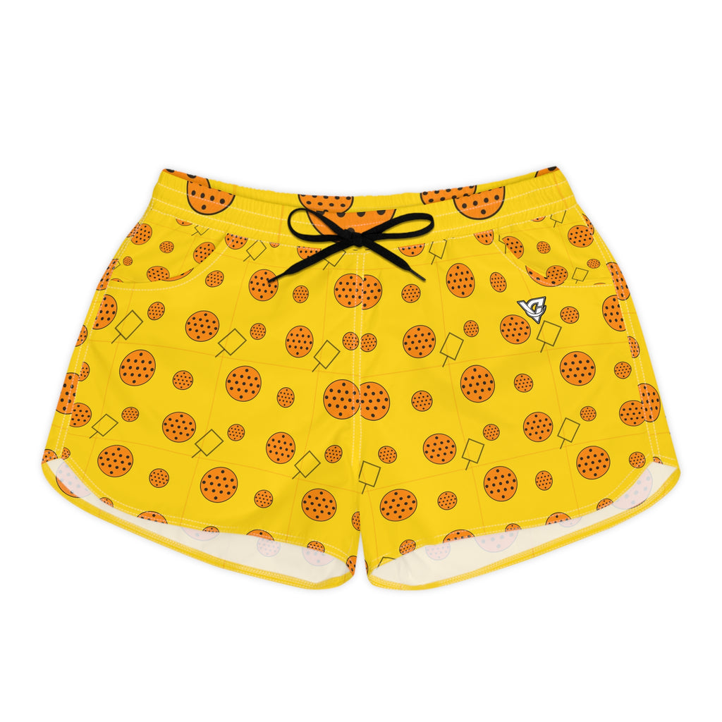 Pickleball Neon Citrus Dink Dot Women's Athletic Shorts with Pockets