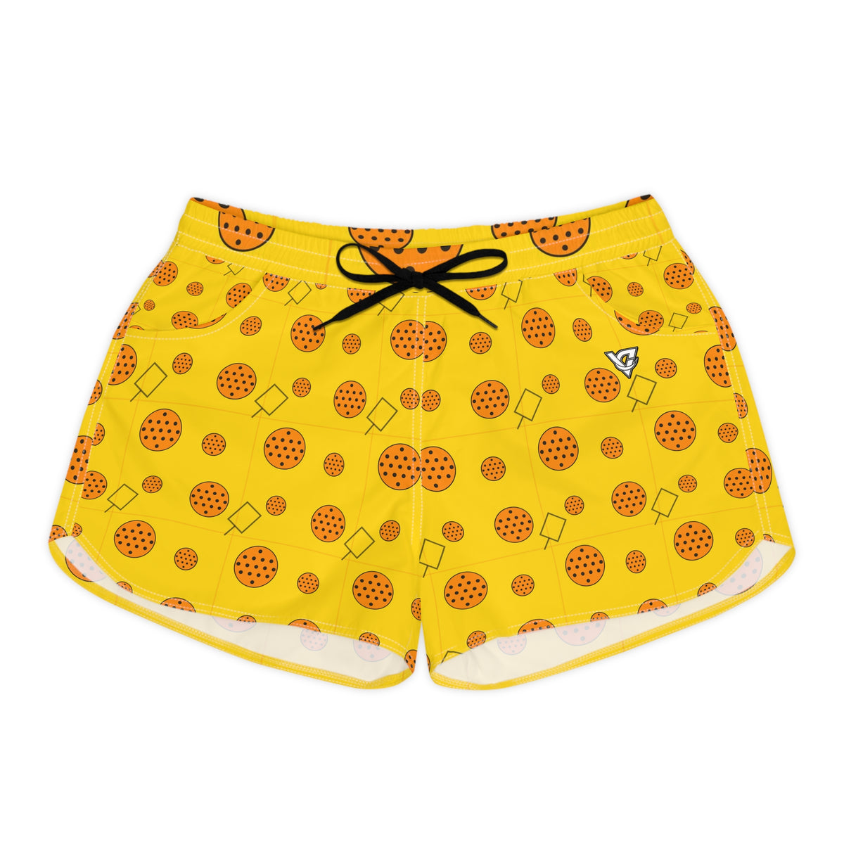 Pickleball Neon Citrus Dink Dot Women's Athletic Shorts with Pockets