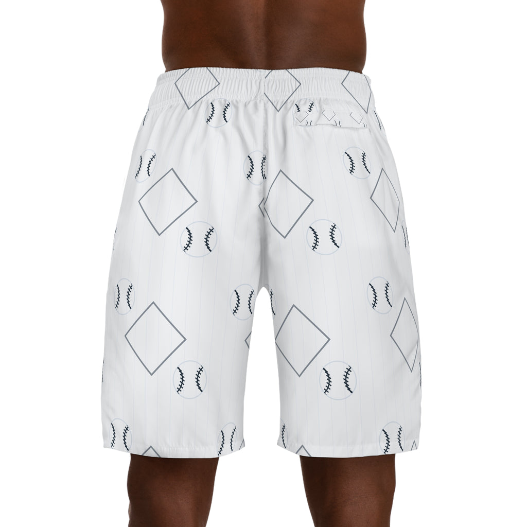Baseball & Softball Arctic White Diamond Stitch Men's Athletic Shorts with Pockets