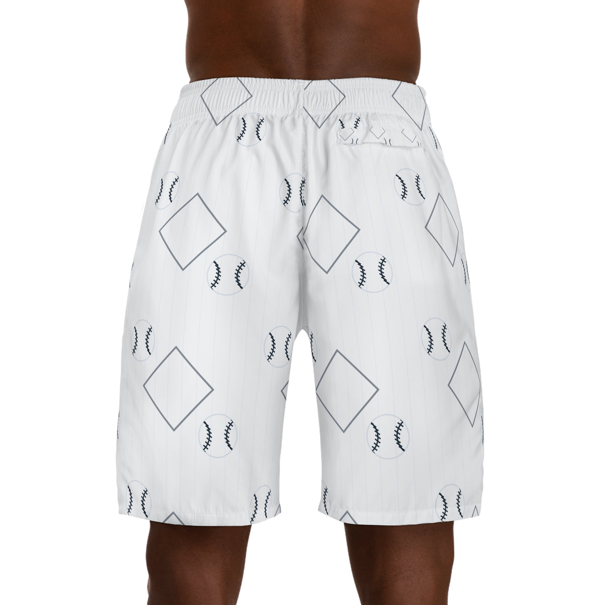 Baseball & Softball Arctic White Diamond Stitch Men's Athletic Shorts with Pockets
