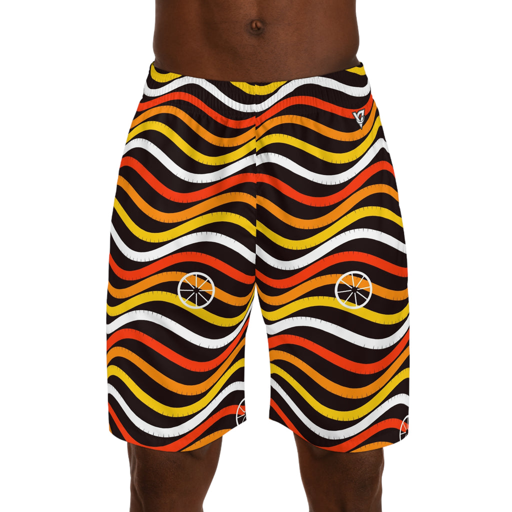 Cycling Solar Flare Wave Rider Men's Athletic Shorts with Pockets