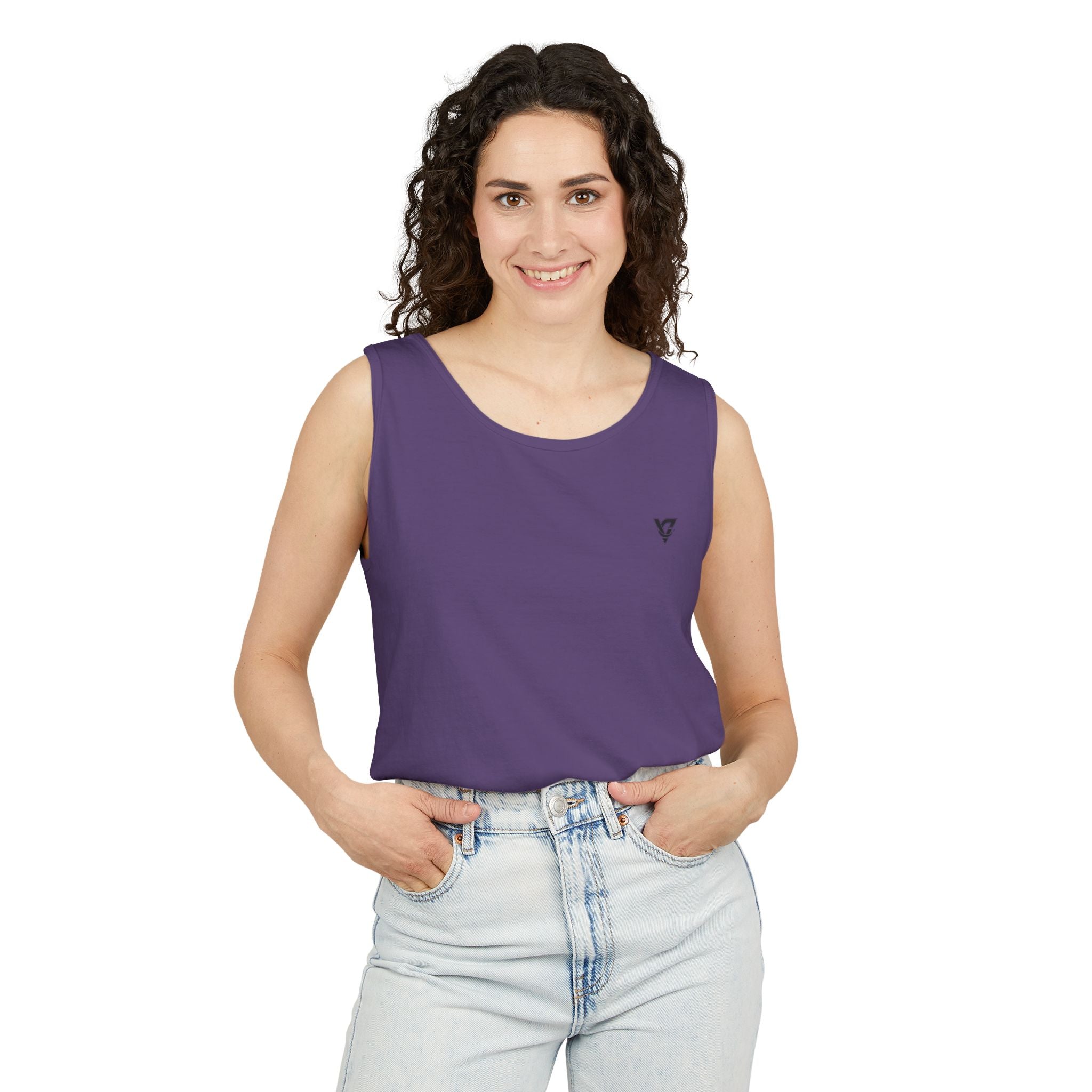 Minimal Geometric Triangle Logo Tank Top | Chest Emblem