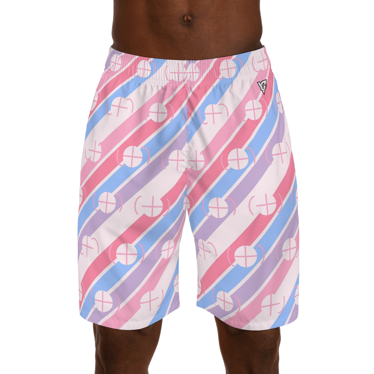 Basketball Cotton Candy Stripe Surge Men's Athletic Shorts with Pockets