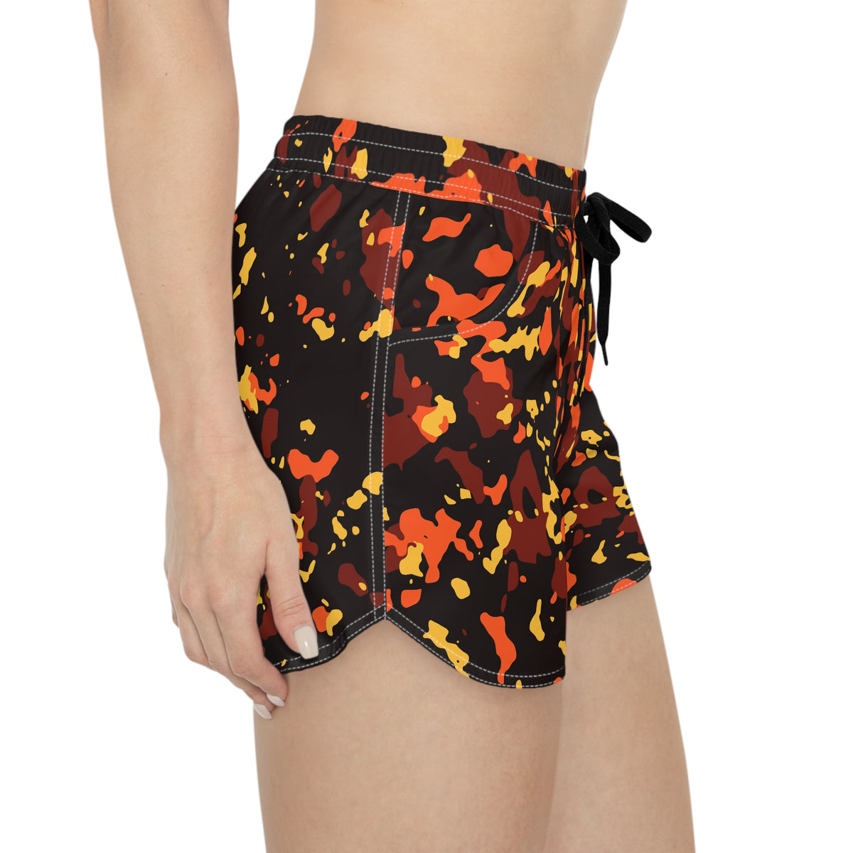 Women's Multipurpose Athletic Shorts with Pockets | Ember Splatter