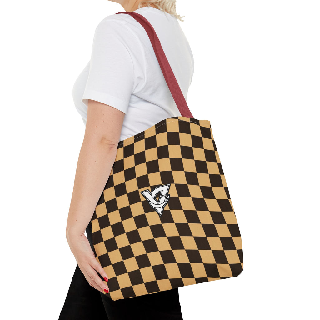 Desert Warp Check Tote Bag — All-Over Print Gym & Everyday Tote