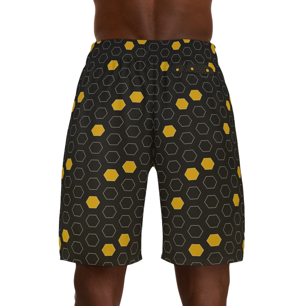Soccer Gold Rush Hex Pitch Men's Athletic Shorts with Pockets