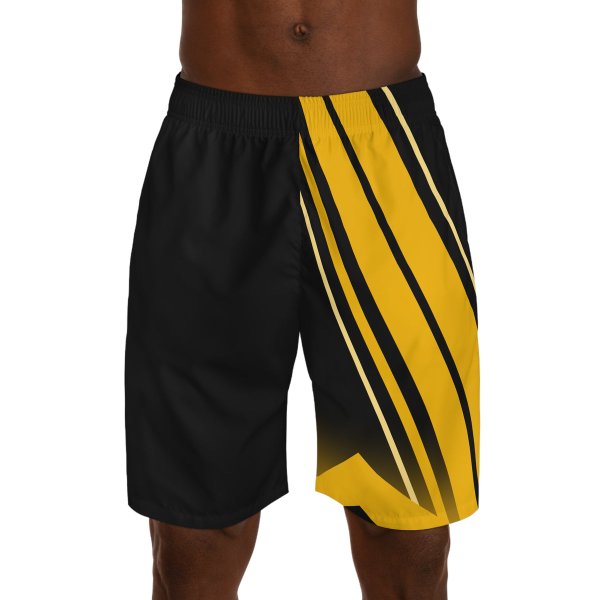 Men's Black & Gold Running Jogger Shorts with Pockets — Athletic Performance