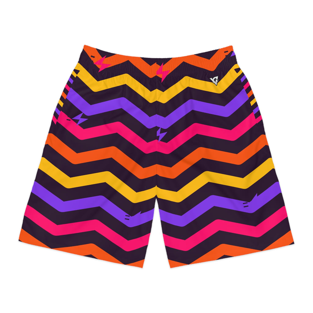 Running Berry Blast Chevron Rush Men's Athletic Shorts with Pockets
