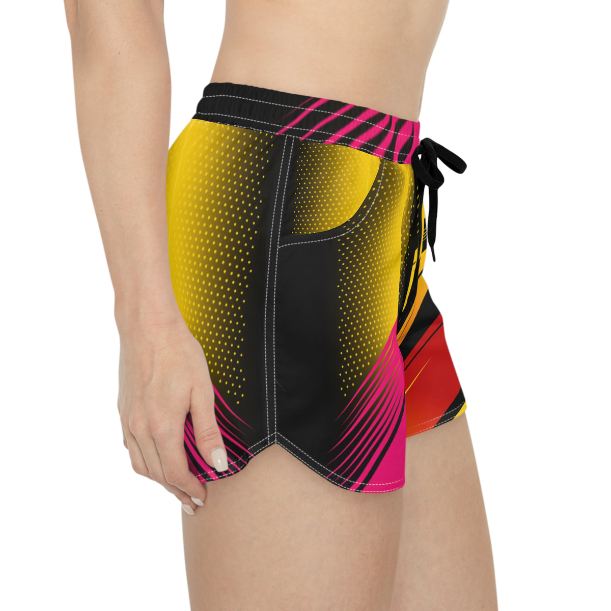 Women's Multipurpose Athletic Shorts with Pockets | Neon Chevron