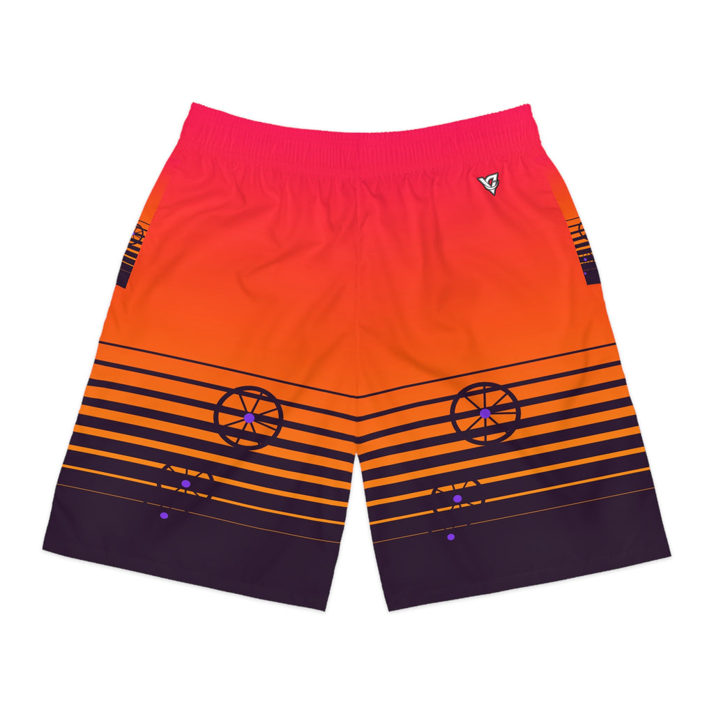Cycling Berry Blast Horizon Fade Men's Athletic Shorts with Pockets