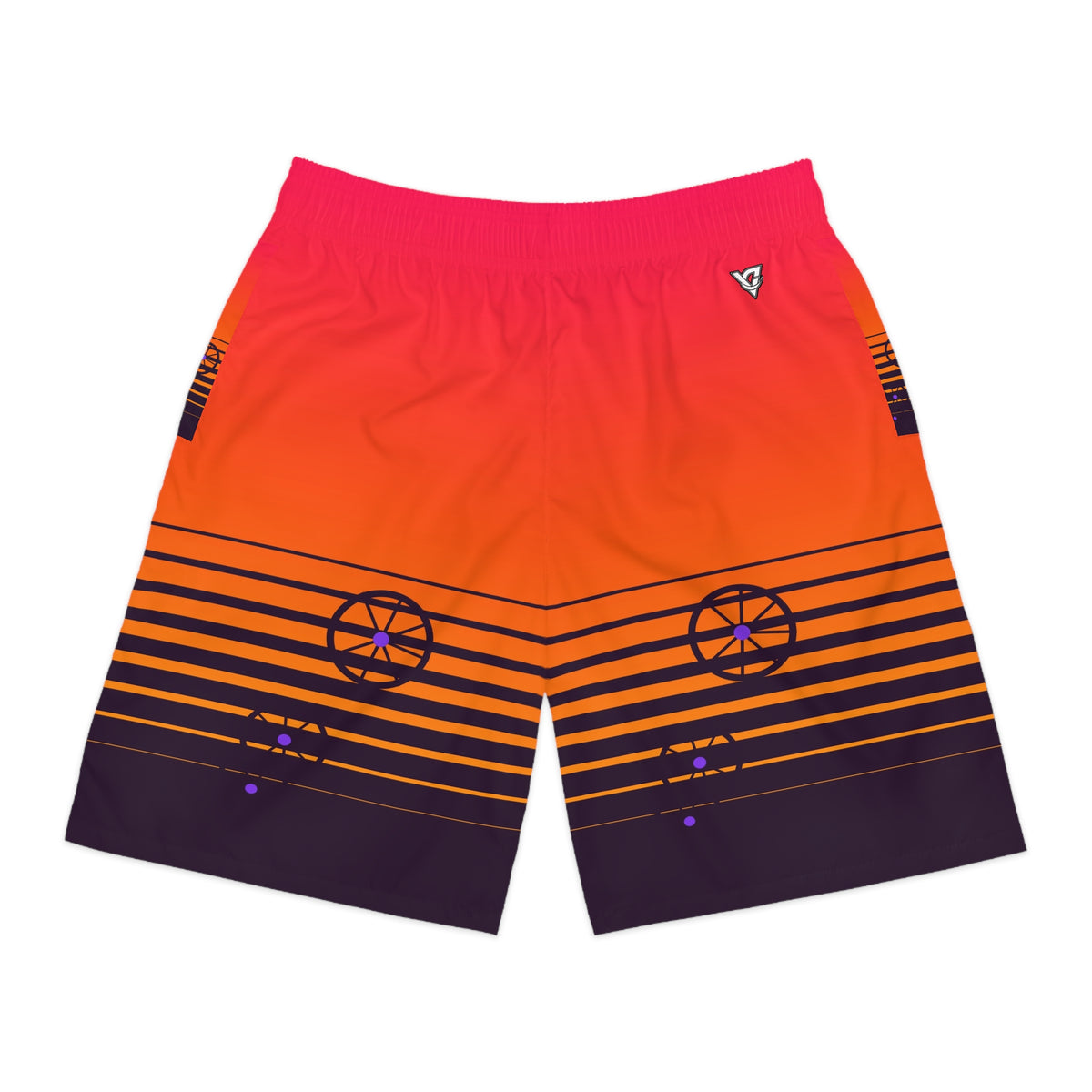 Cycling Berry Blast Horizon Fade Men's Athletic Shorts with Pockets