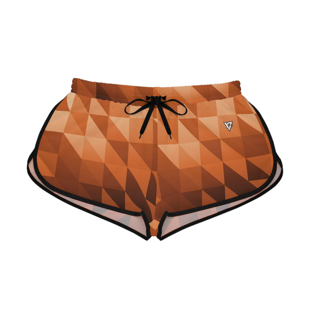 Women's Cinnamon Low-Poly Relaxed Shorts — All-Over Print Running & Workout Shorts