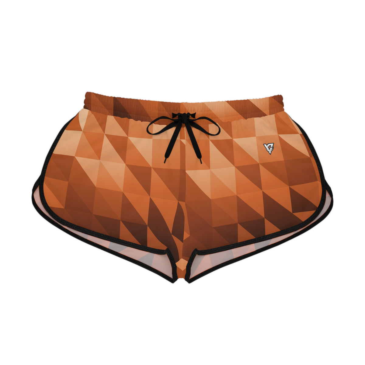 Women's Cinnamon Low-Poly Relaxed Shorts — All-Over Print Running & Workout Shorts
