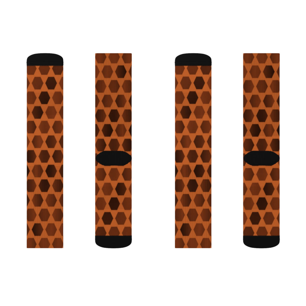 Cinnamon Hex Grid Athletic Crew Socks