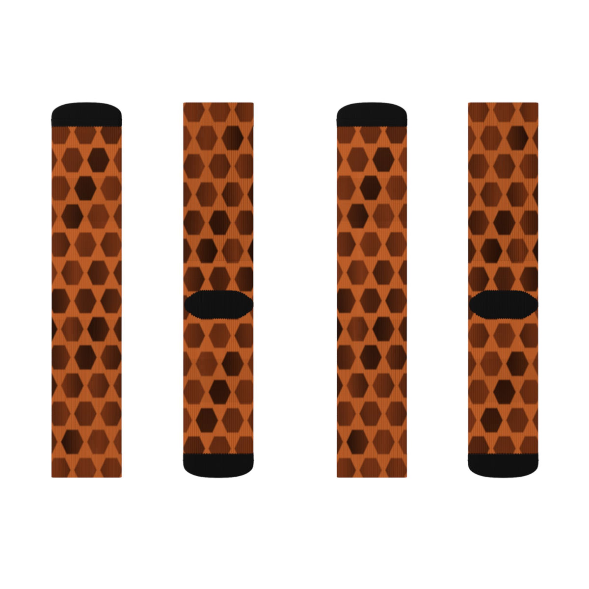 Cinnamon Hex Grid Athletic Crew Socks