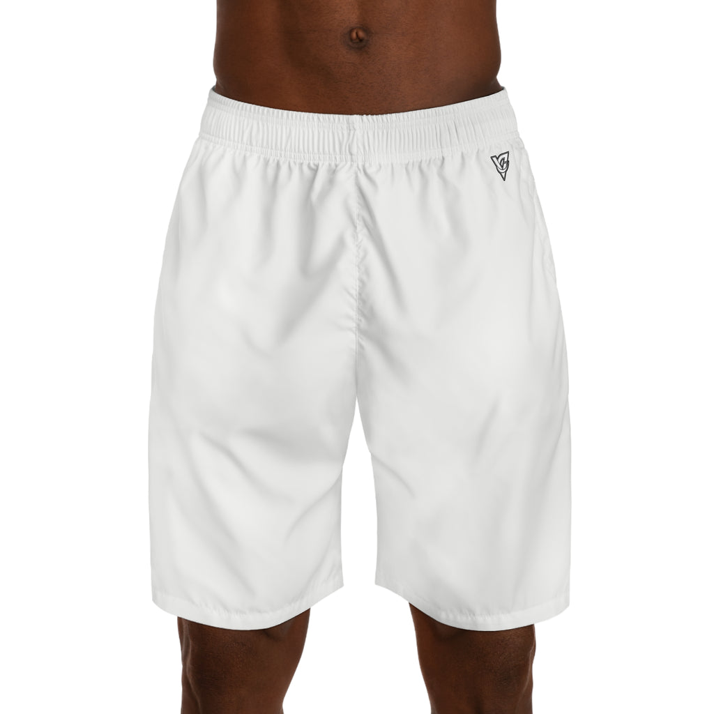 Vantacore Solid White Men's Athletic Shorts with Pockets
