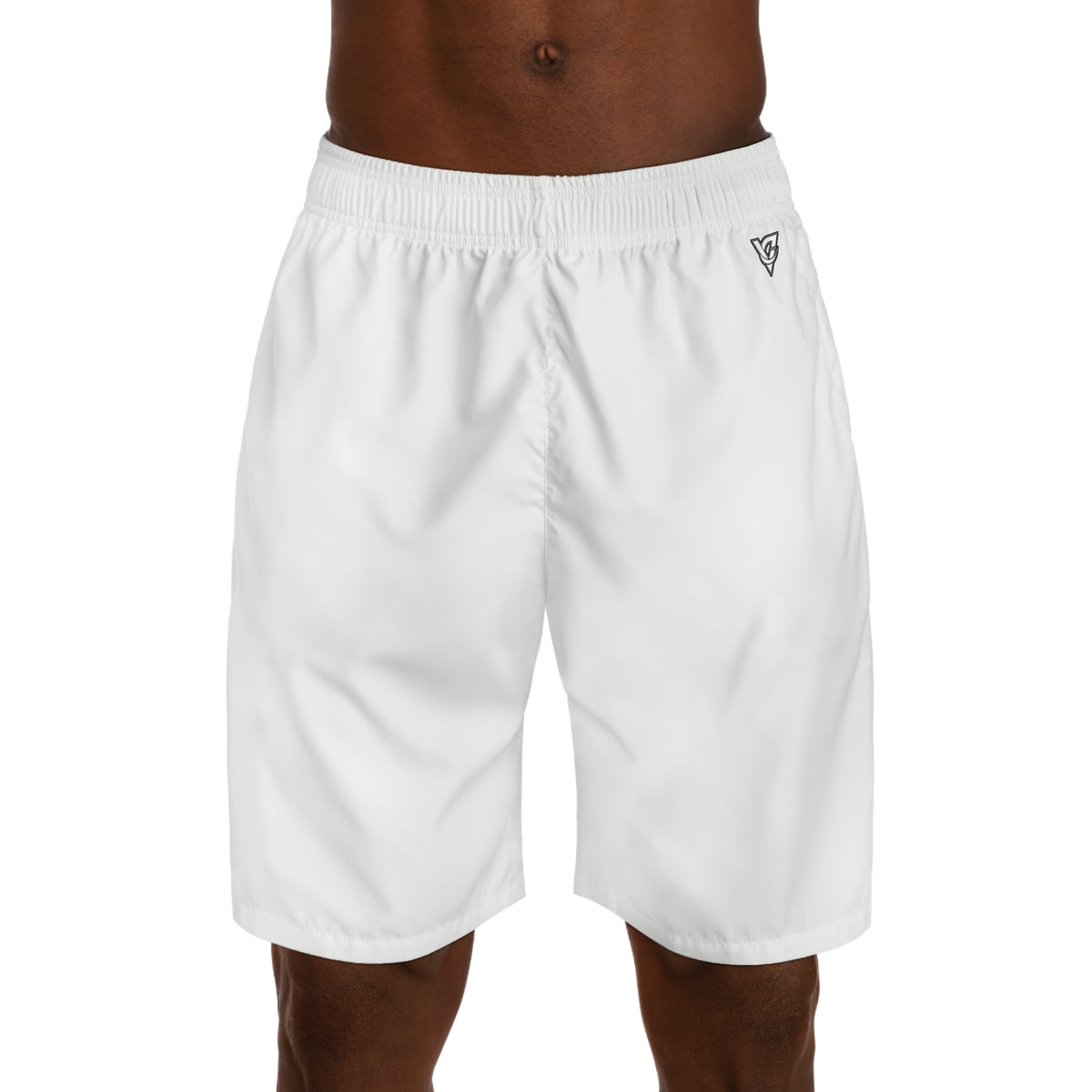 Vantacore Solid White Men's Athletic Shorts with Pockets