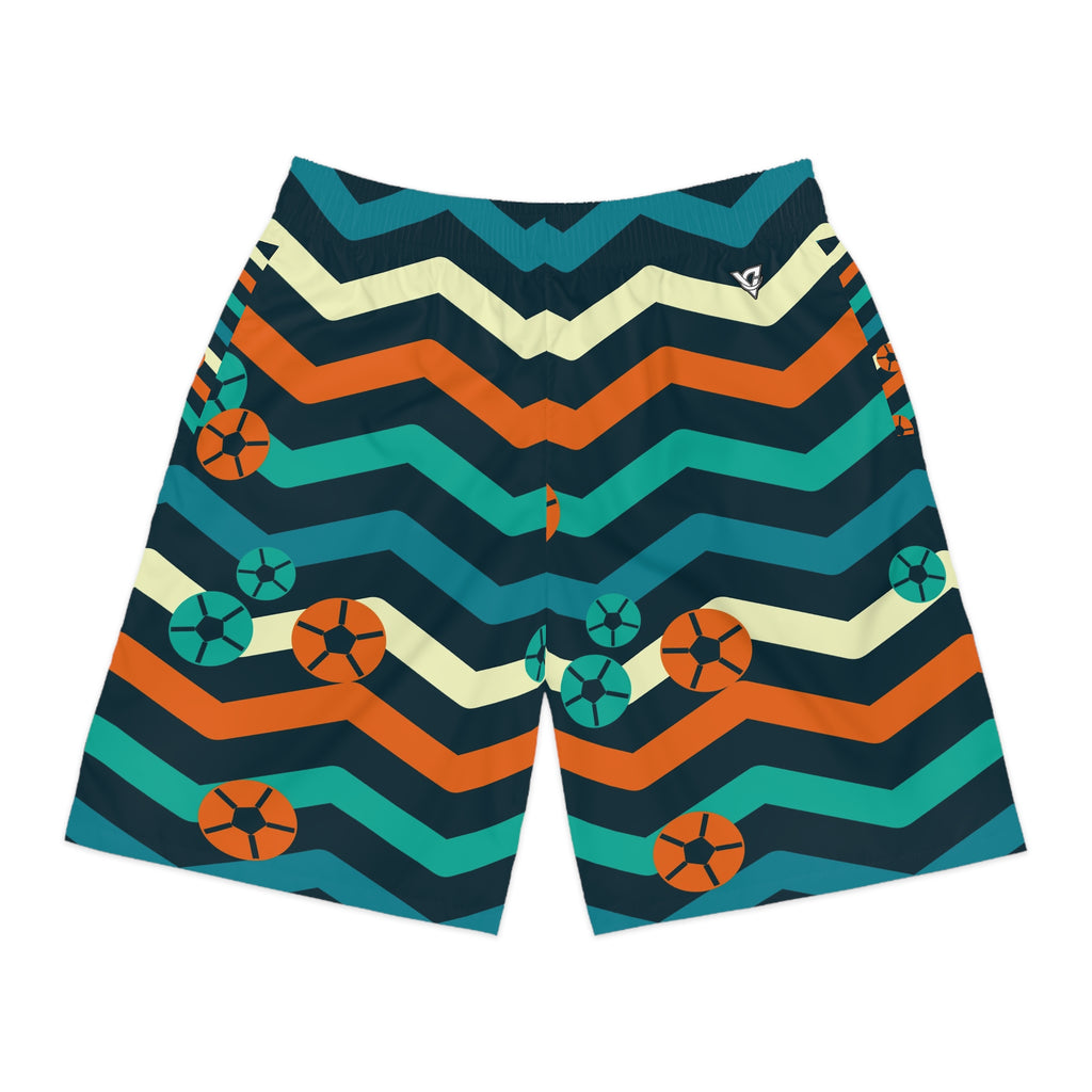 Soccer Peacock Chevron Rush Men's Athletic Shorts with Pockets