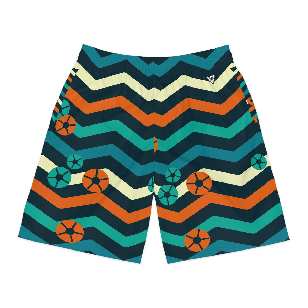 Soccer Peacock Chevron Rush Men's Athletic Shorts with Pockets