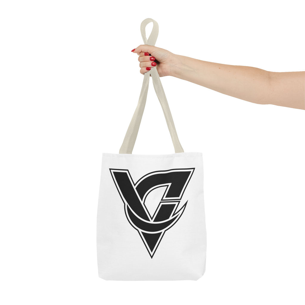 Monogram V Triangle Tote Bag – Bold Black Logo All-Over Print