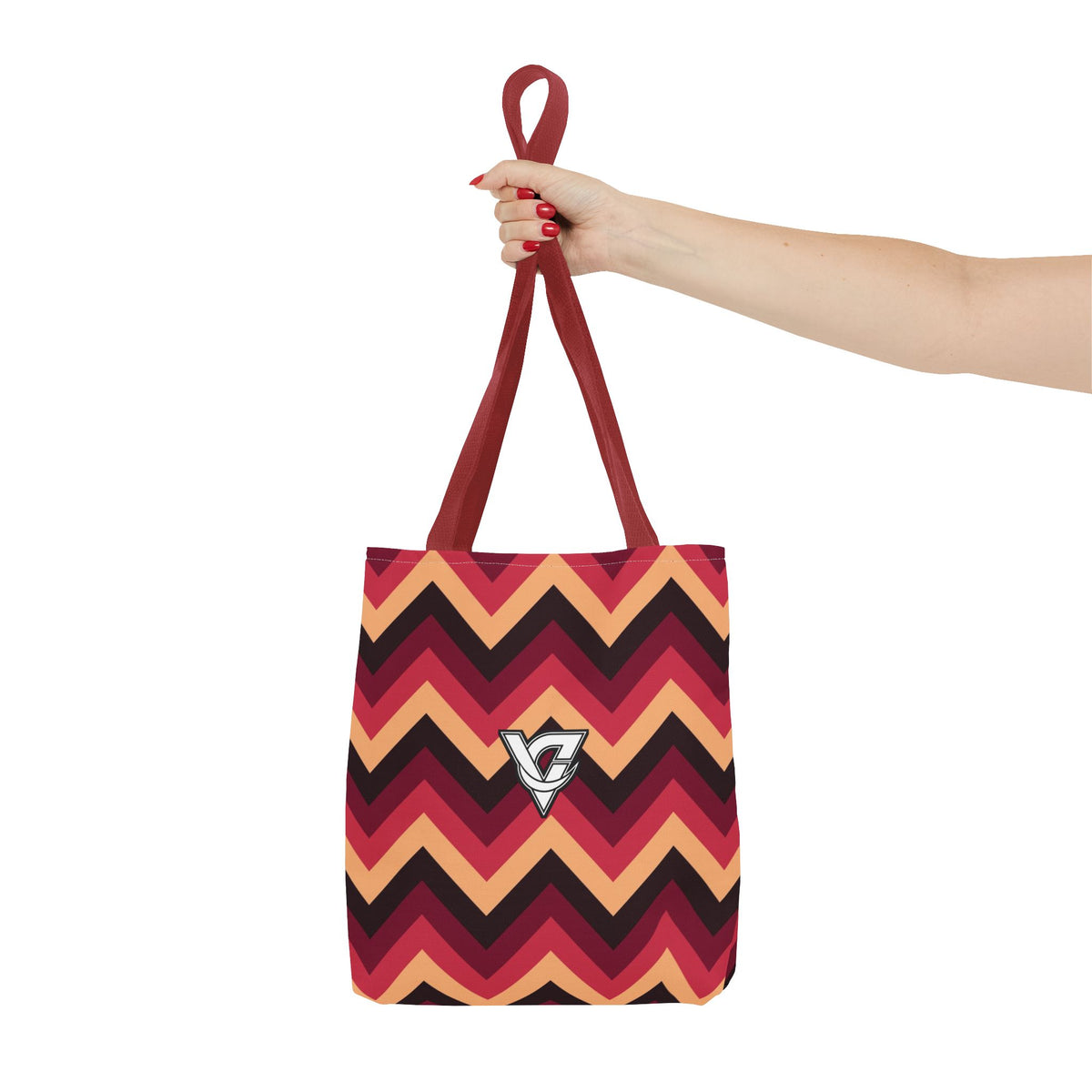 Cranberry Chevron Tote Bag — All-Over Print Gym & Everyday Tote